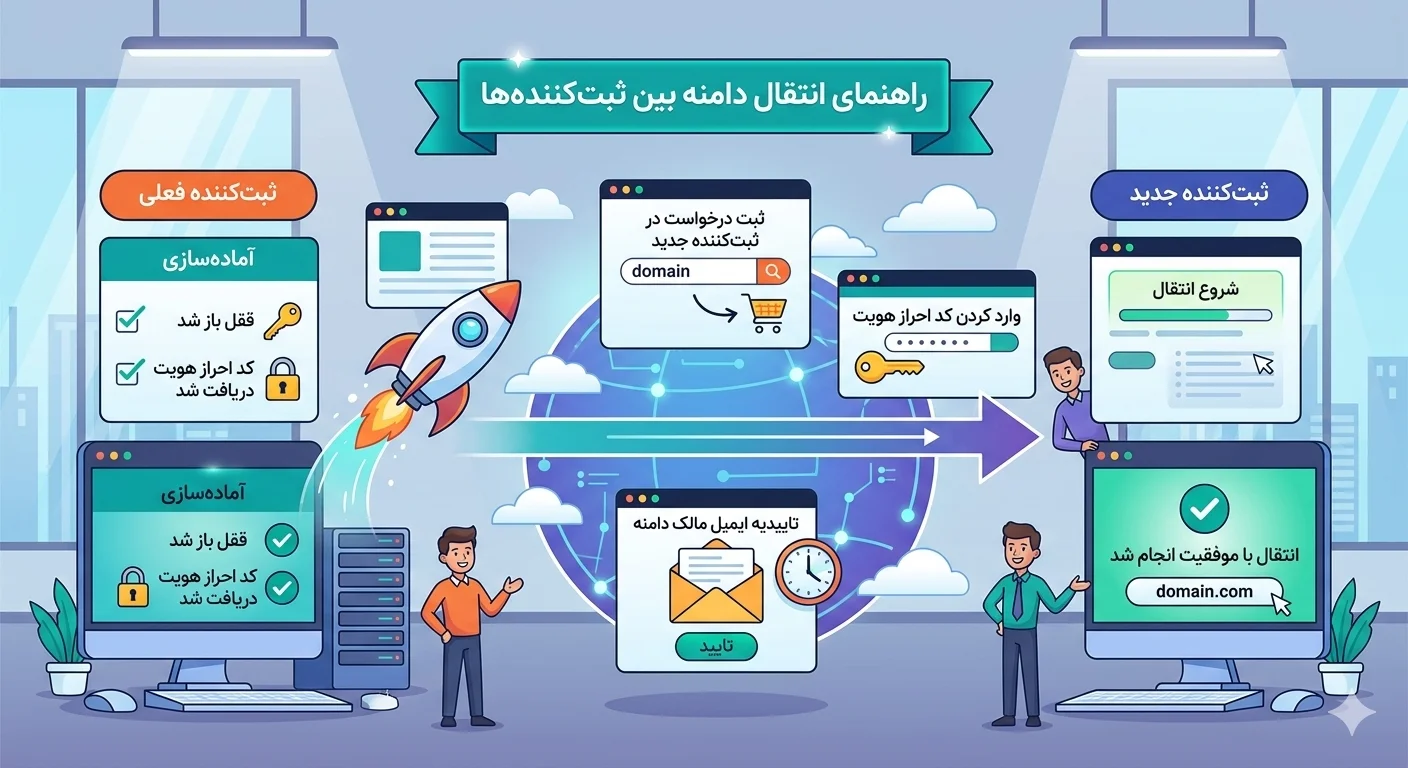 راهنمای انتقال دامنه بین ثبتکنندهها