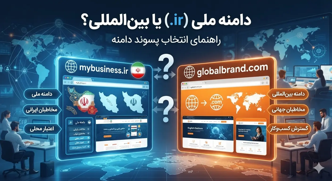 دامنه ملی (.ir) یا بینالمللی؟ راهنمای انتخاب پسوند دامنه