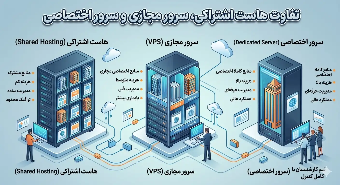 تفاوت سرور مجازی، سرور اختصاصی و هاست اشتراکی